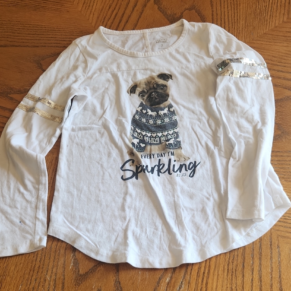 Justice White Long Sleeve Tee Classic Cotton